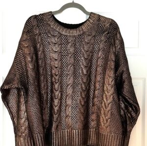 Metallic Brown Cable Knit Sweater [Torrid]